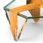 Shaped Coffee Table in Glass and Wood Made in Italy - Mumbai Viadurini