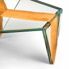 Shaped Coffee Table in Glass and Wood Made in Italy - Mumbai Viadurini