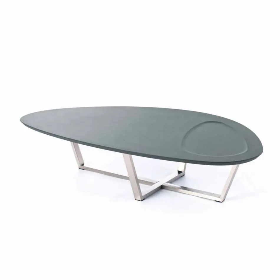 Modern Shaped Lounge Table in Mdf and Chrome Metal - Pimpa Viadurini