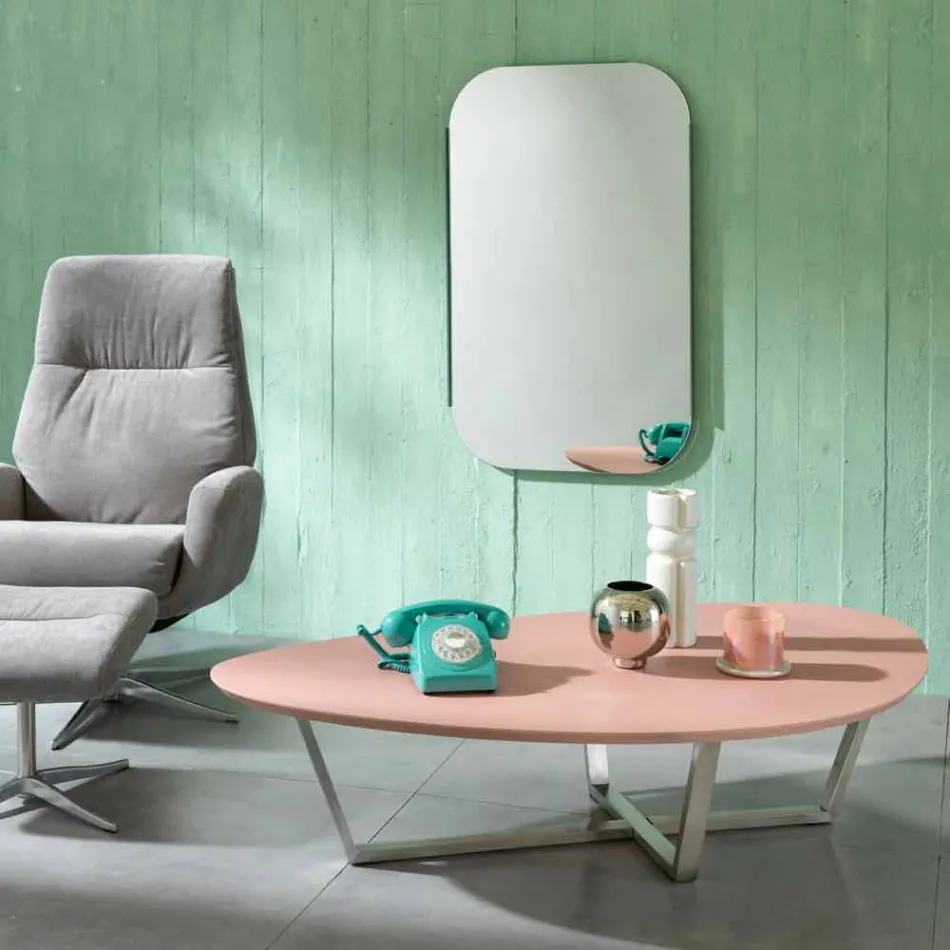 Modern Shaped Lounge Table in Mdf and Chrome Metal - Pimpa Viadurini