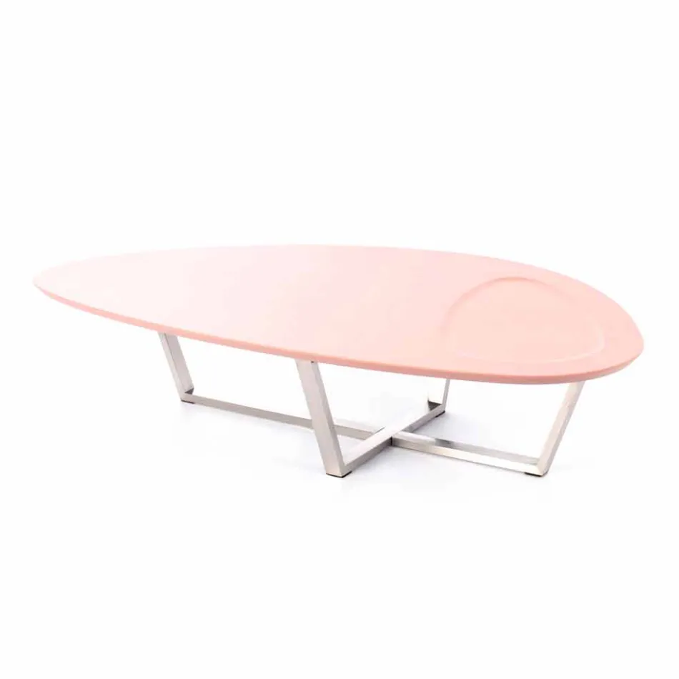 Modern Shaped Lounge Table in Mdf and Chrome Metal - Pimpa Viadurini