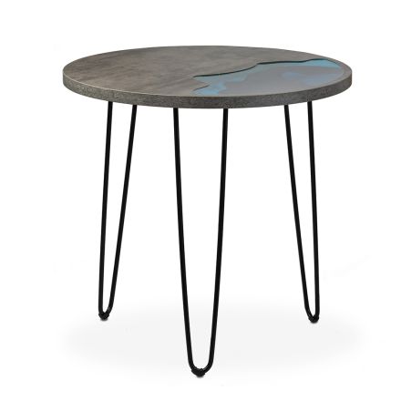 Round Coffee Table in Eucalyptus Wood, Resin and Metal - Tigrao Viadurini