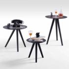 Round Coffee Table in Black Gray Lacquered Wood Made in Italy - Stuttgart Viadurini