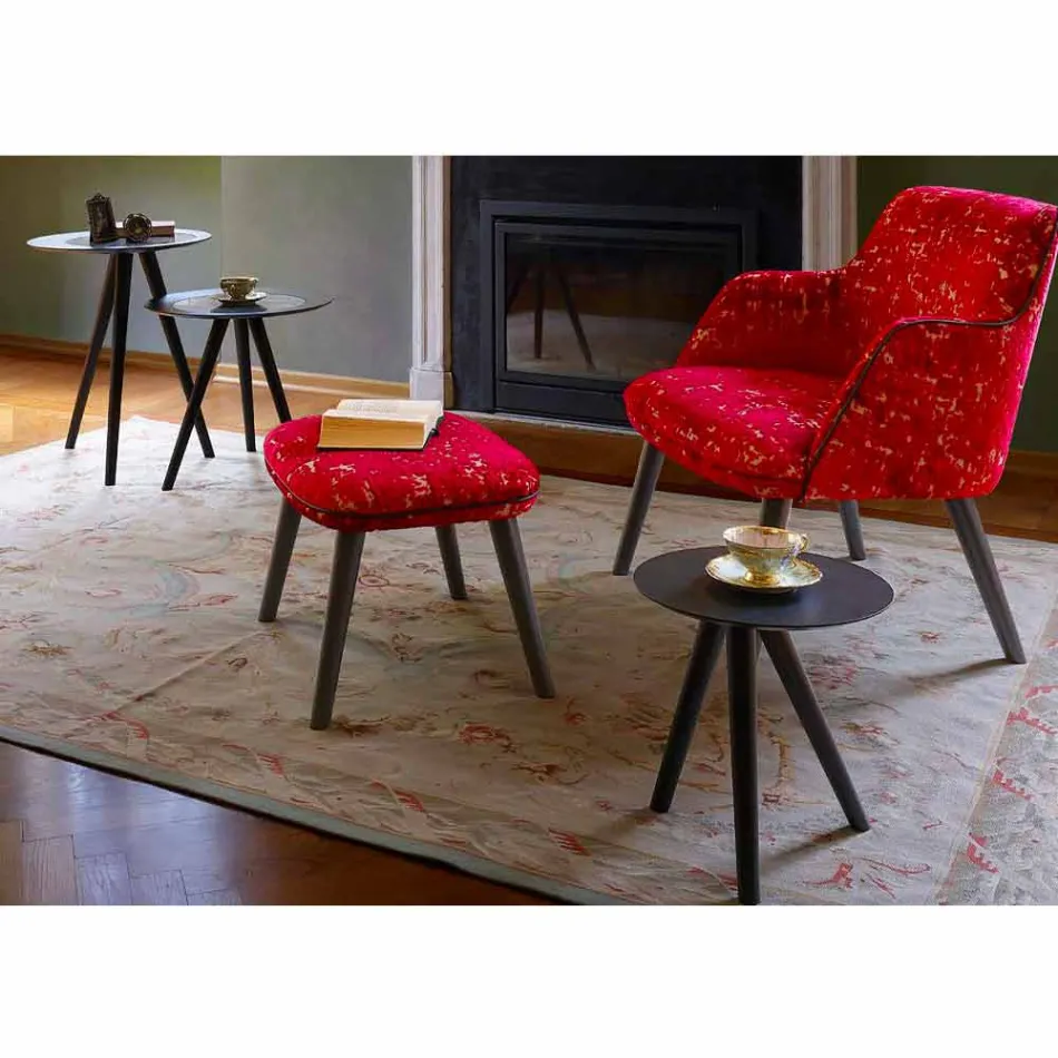 Round Coffee Table in Black Gray Lacquered Wood Made in Italy - Stuttgart Viadurini