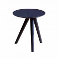 Round Coffee Table in Black Gray Lacquered Wood Made in Italy - Stuttgart