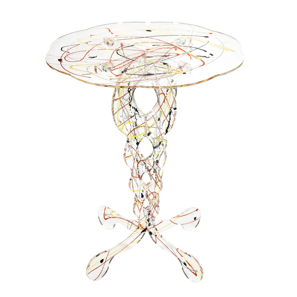 Round Transparent Plexiglass Coffee Table and Colored Top - Phosphorus Viadurini