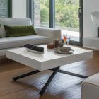 Transformable Coffee Table in Wood and Metal, Made in Italy - Sanrocco Viadurini
