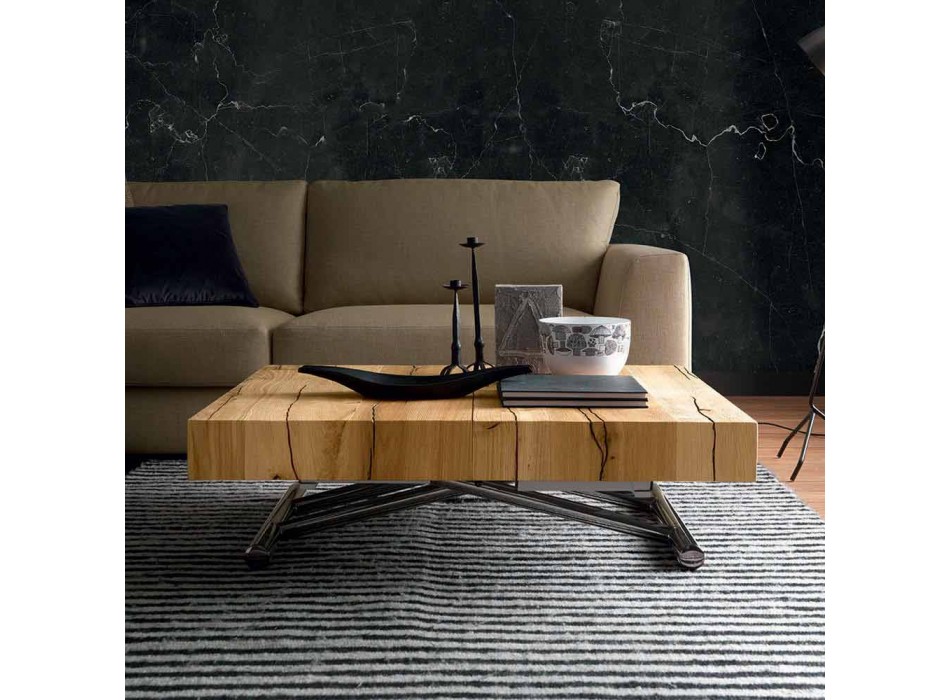 Transformable Coffee Table in Solid Wood Made in Italy - Trabucco Viadurini