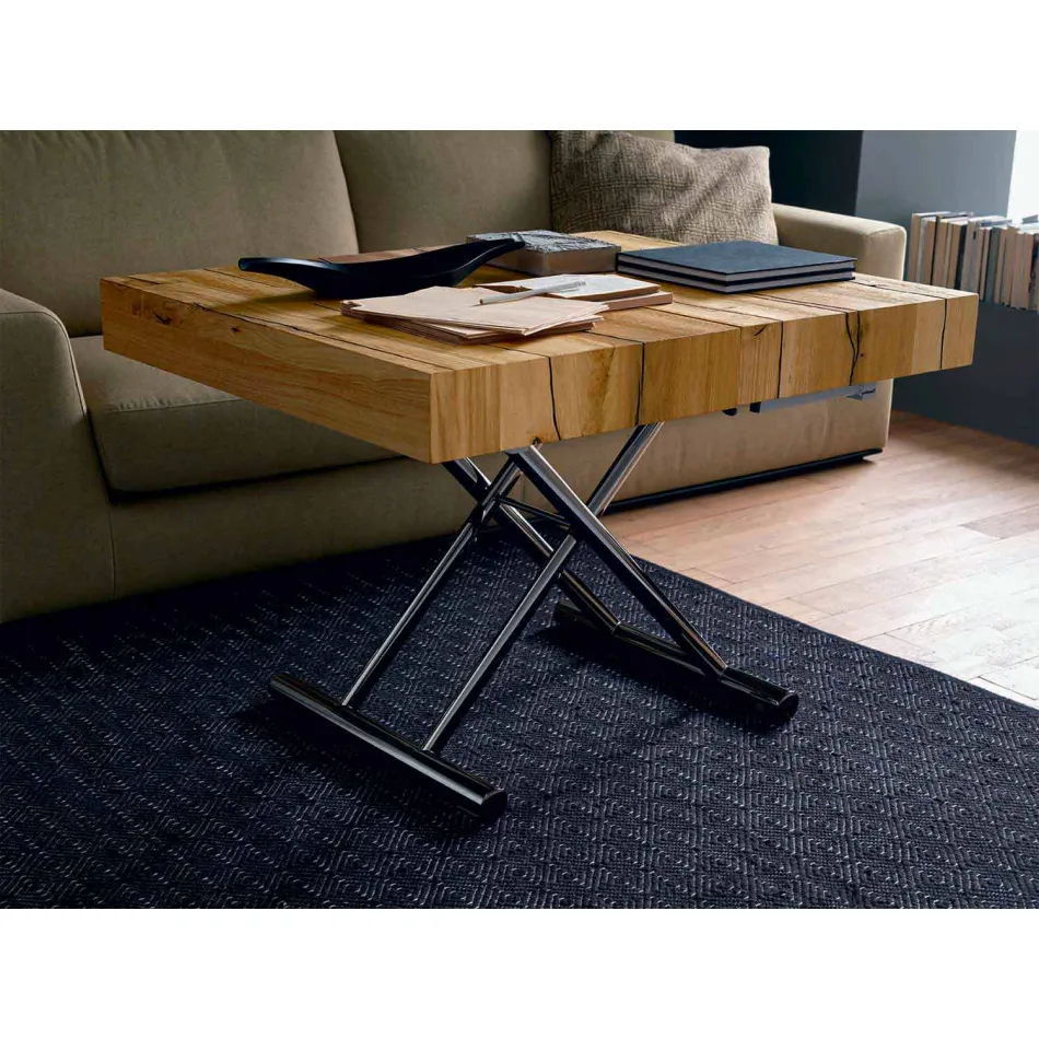 Transformable Coffee Table in Solid Wood Made in Italy - Trabucco Viadurini