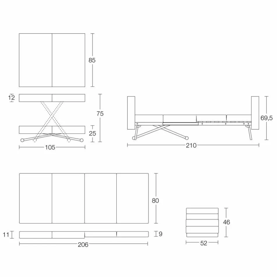 Transformable Coffee Table in Solid Wood Made in Italy - Trabucco Viadurini