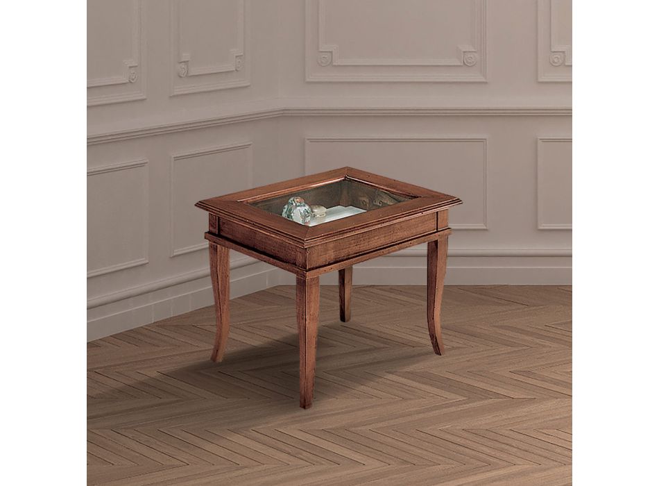Living room coffee table with glass upholstered noticeboard Made in Italy - Demetra Viadurini