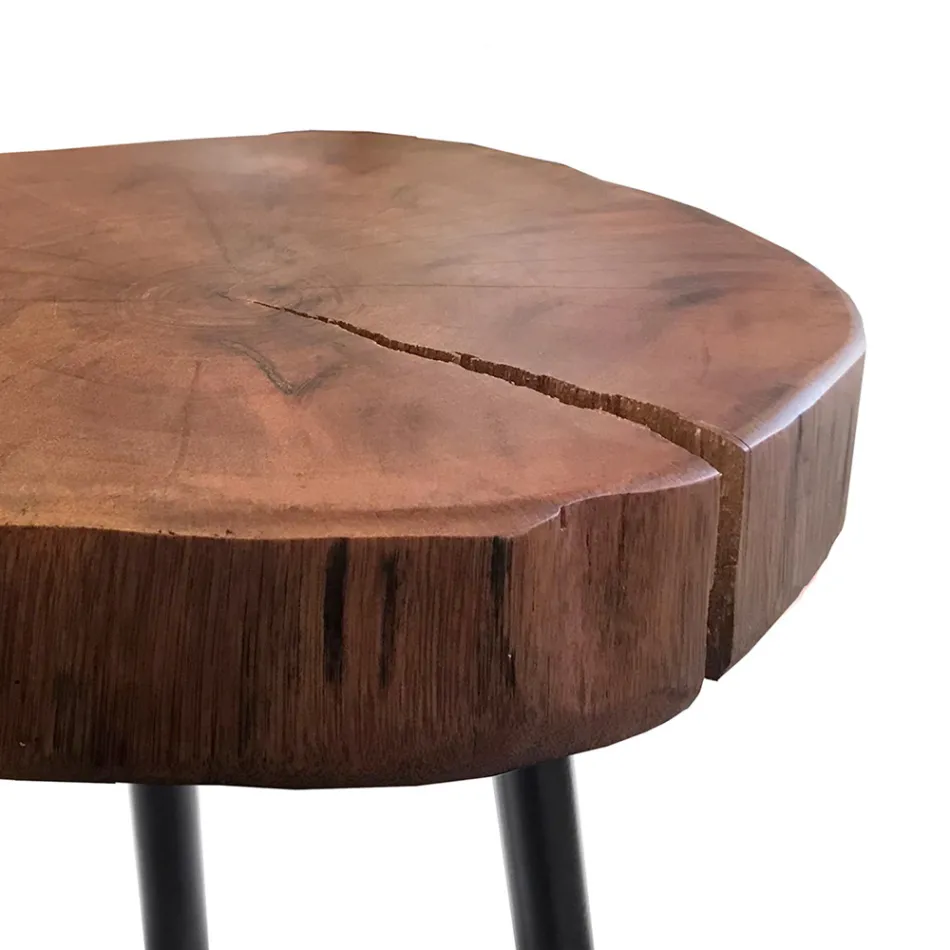 Living room coffee table with metal legs and solid wood top - Sardinia Viadurini