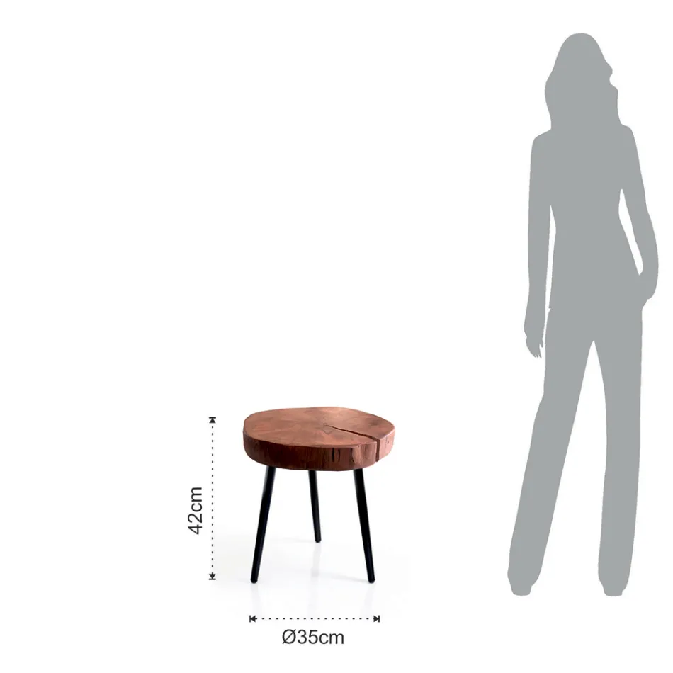 Living room coffee table with metal legs and solid wood top - Sardinia Viadurini