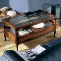 Living room coffee table with glass top and 2 drawers Made in Italy - Xipe