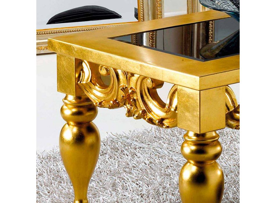 Classic design coffee table in Lof wood, gold finish Viadurini