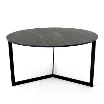 Coffee Table in Steel and Porcelain Stoneware Made in Italy - Aspira Viadurini