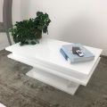 Glossy White Wood Living Room Coffee Table With or Without Led Light - Perro