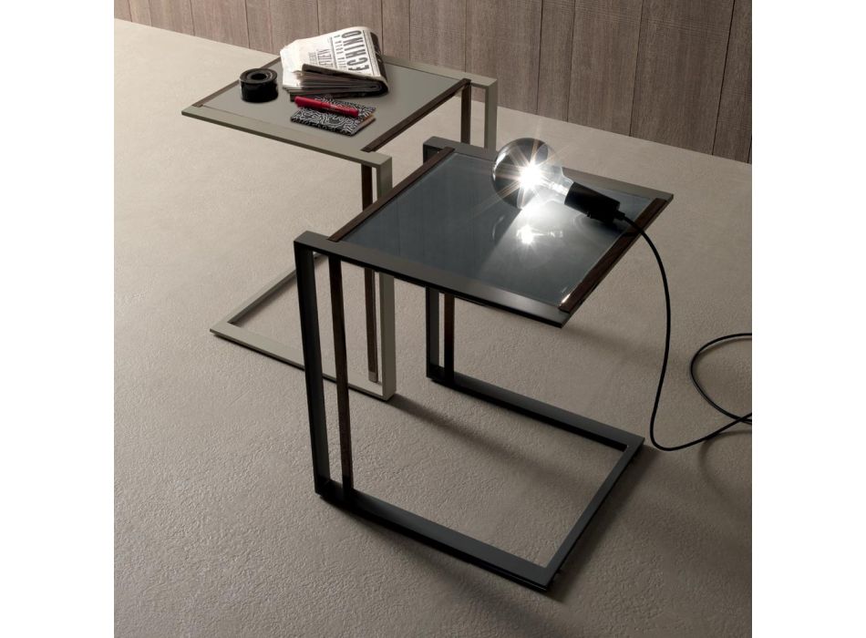 Geometric Design Metal and Glass Coffee Table - Zigozago Viadurini