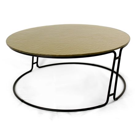Coffee Table with Glass Top and Round Base Made in Italy - Tullia Viadurini