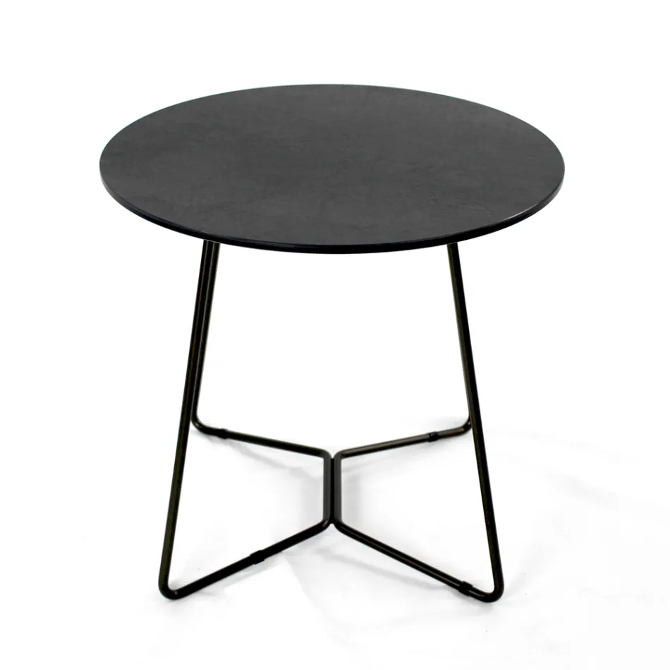 Round Coffee Table with Porcelain Stoneware Top Made in Italy - Paini Viadurini