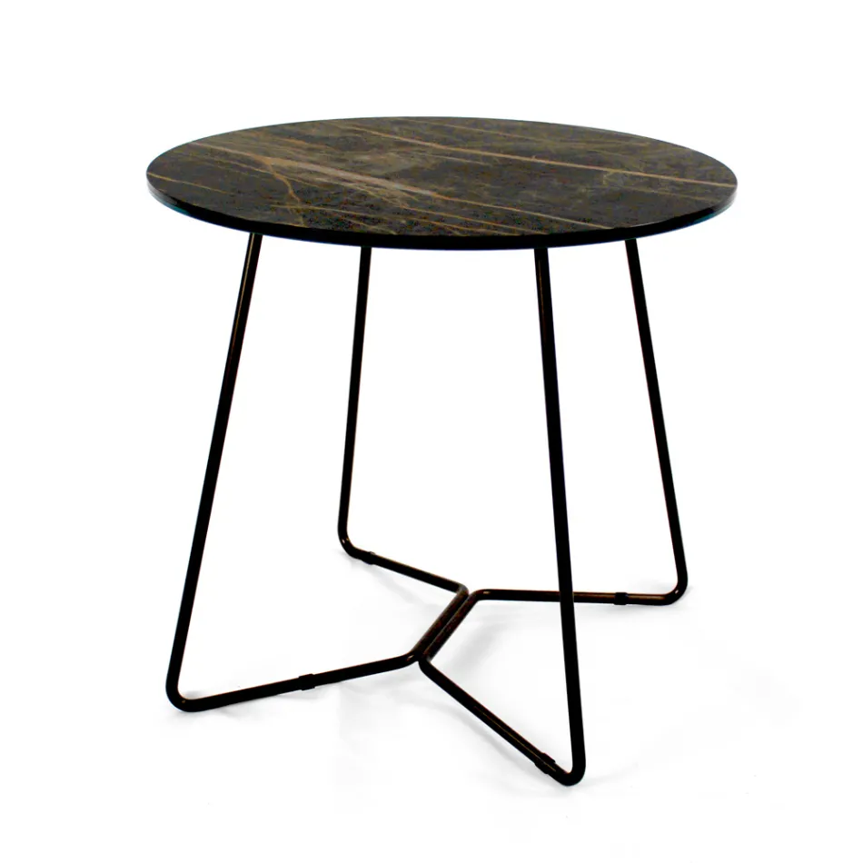 Round Coffee Table with Porcelain Stoneware Top Made in Italy - Paini Viadurini