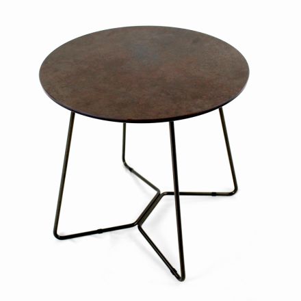 Round Coffee Table with Porcelain Stoneware Top Made in Italy - Paini Viadurini