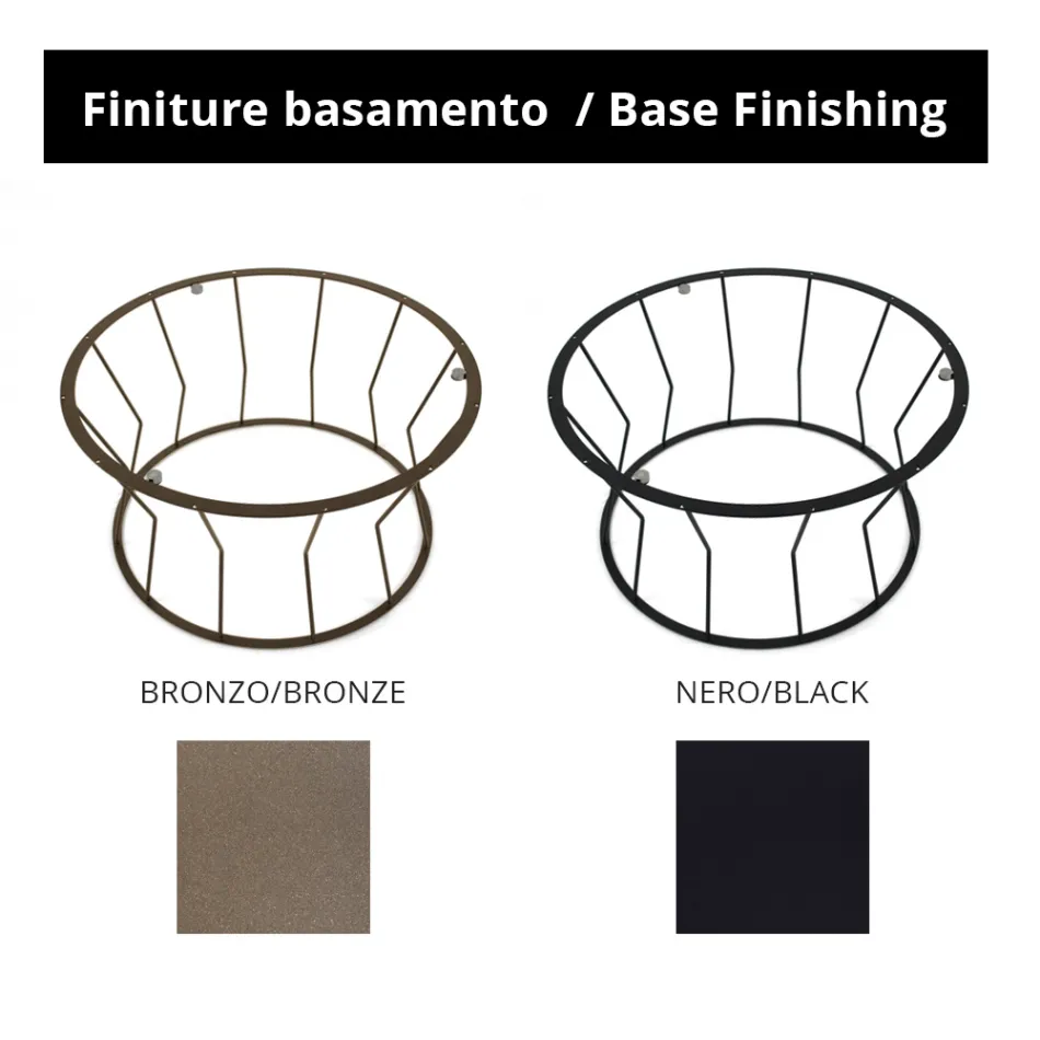 Round Coffee Table in Steel and Stoneware Made in Italy - Alisea Viadurini