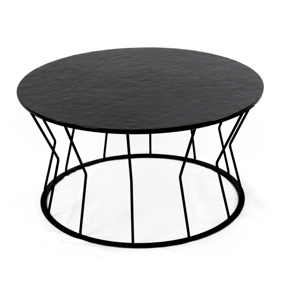 Round Coffee Table in Steel and Glass Made in Italy - Alisea Viadurini