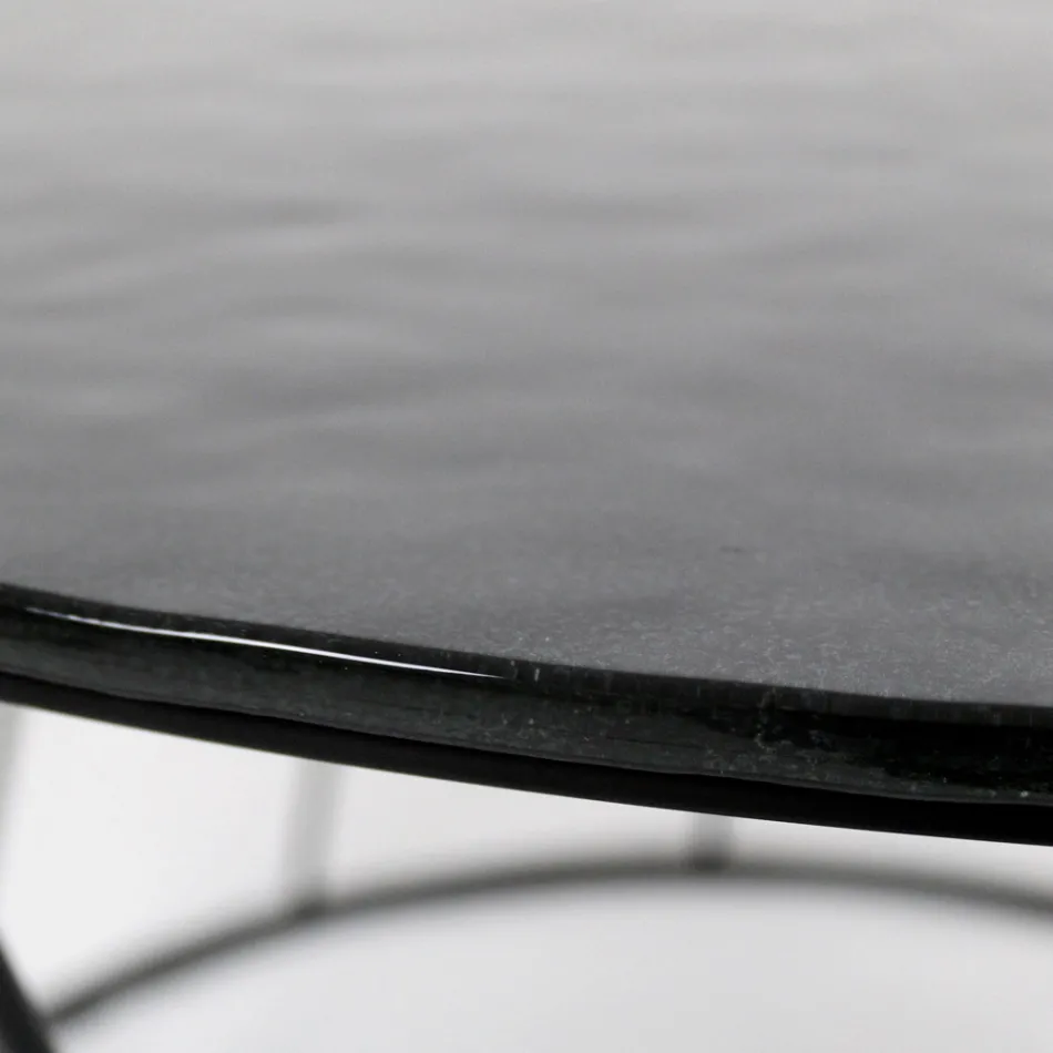 Round Coffee Table in Steel and Glass Made in Italy - Alisea Viadurini