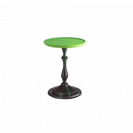 Design coffee table for living room with green lacquered top, diameter 50cm, Nik Viadurini