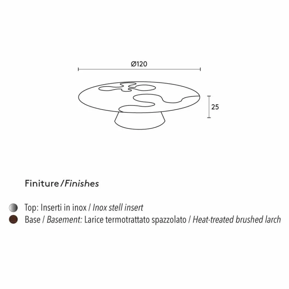 Contemporary larch wood design side table with lilac stainless steel inserts Viadurini