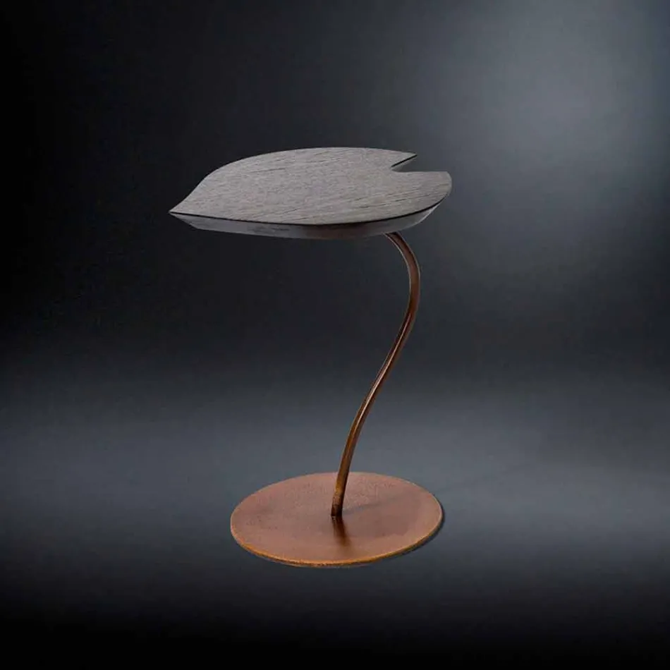 design coffee table in wood with iron base Leaf Viadurini