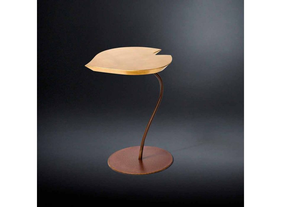 design coffee table in wood with iron base Leaf Viadurini
