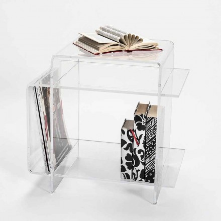 Design plexiglass coffee table with three shelves made in Italy, Gosto Viadurini