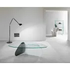 Design Coffee Table in Transparent, Smoked and Etched Glass Made in Italy - Tac Tac Viadurini