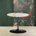 Eero Saarinen H 39 Coffee Table with Gold Calacatta Marble Top Made in Italy - Scarlet