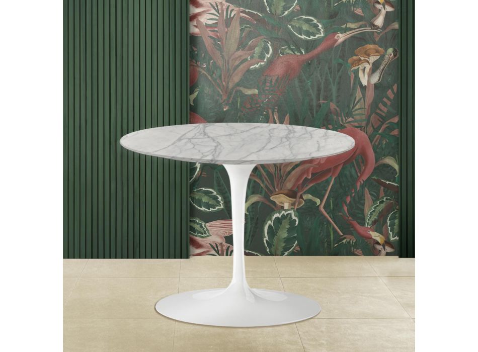 Eero Saarinen Coffee Table H 41 in Statuarietto Carrara Marble Made in Italy Viadurini