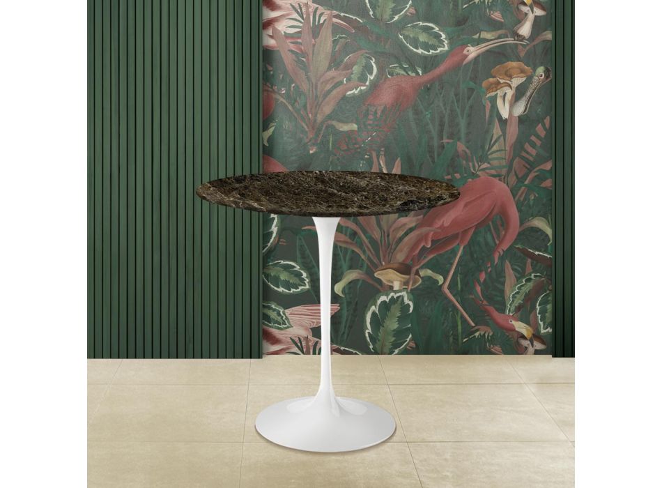 Eero Saarinen H 52 Oval Coffee Table in Emperador Dark Marble Made in Italy - Scarlet Viadurini