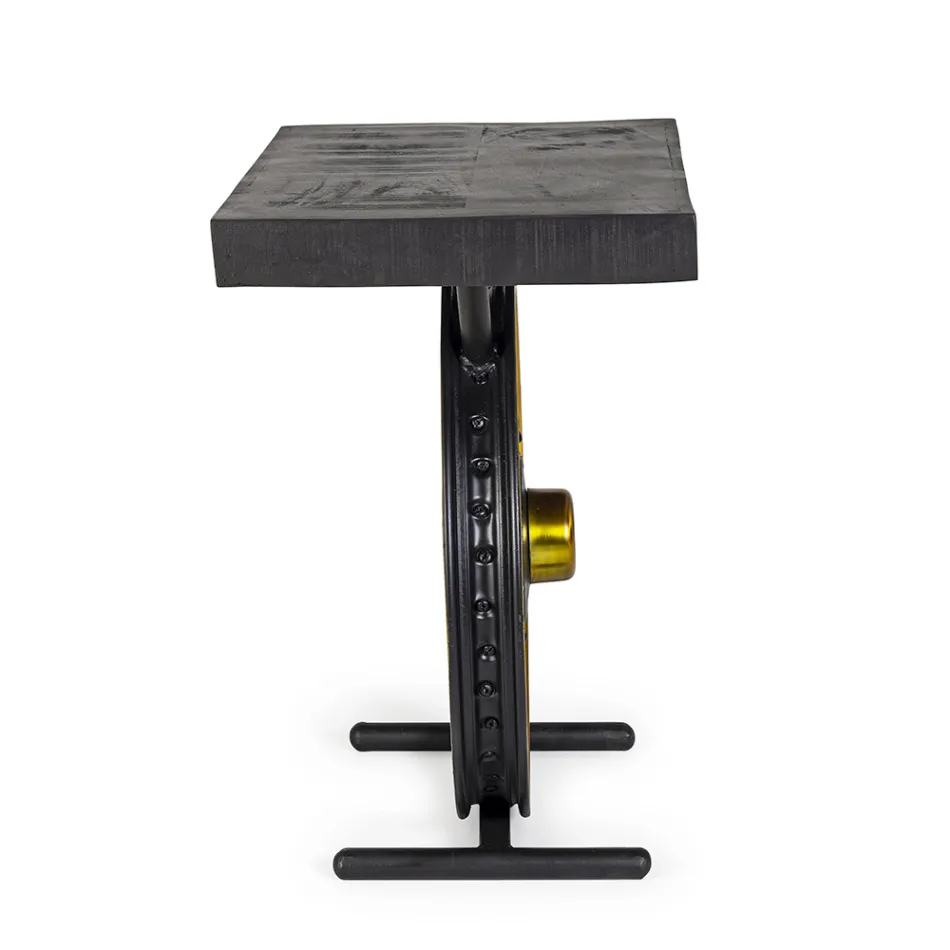 Handcrafted and Industrial Steel and Mango Wood Coffee Table - Corvino Viadurini