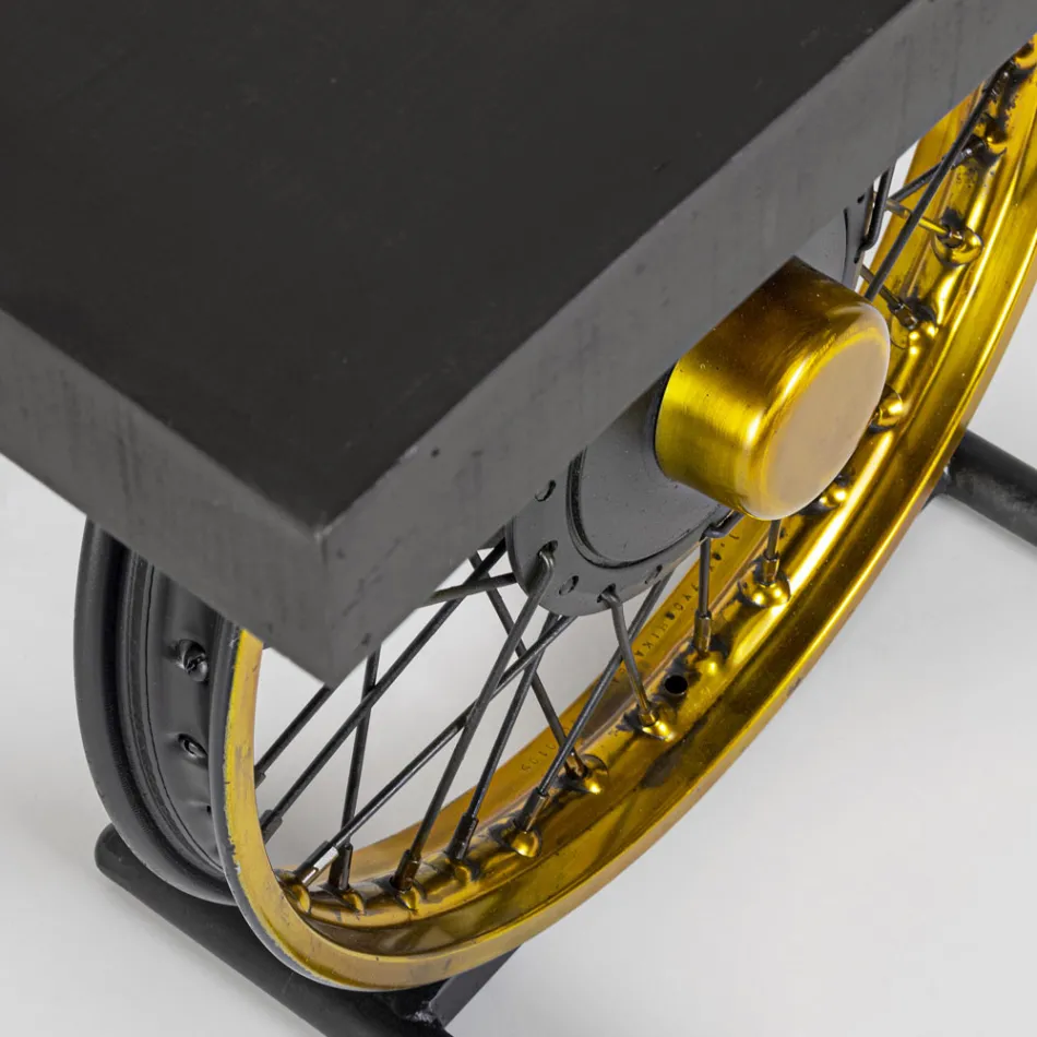 Handcrafted and Industrial Steel and Mango Wood Coffee Table - Corvino Viadurini