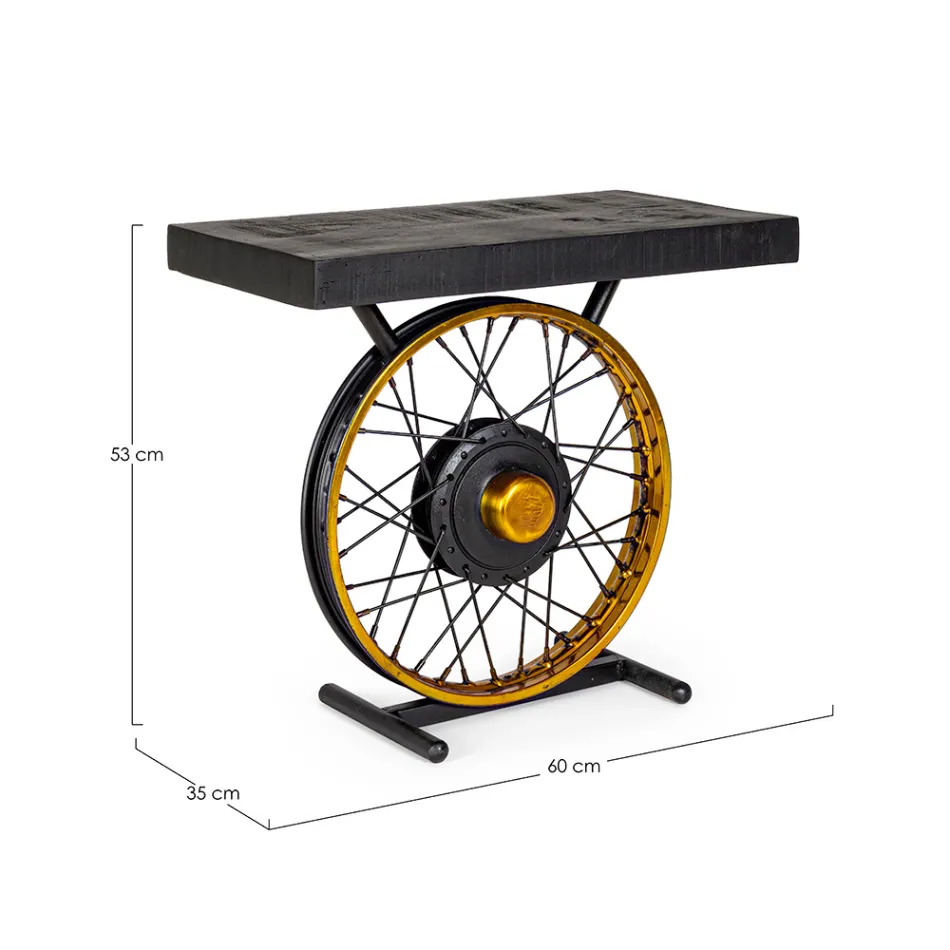 Handcrafted and Industrial Steel and Mango Wood Coffee Table - Corvino Viadurini