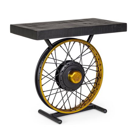 Handcrafted and Industrial Steel and Mango Wood Coffee Table - Corvino Viadurini