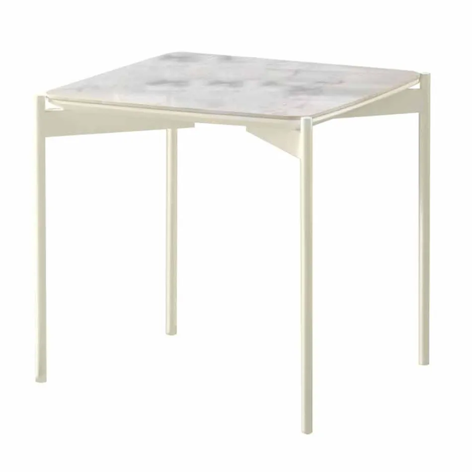 Modern Design Square Ceramic and Metal Coffee Table - Porcupine Viadurini