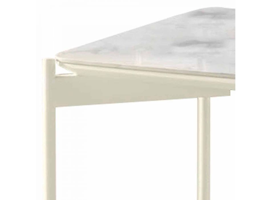 Modern Design Square Ceramic and Metal Coffee Table - Porcupine Viadurini