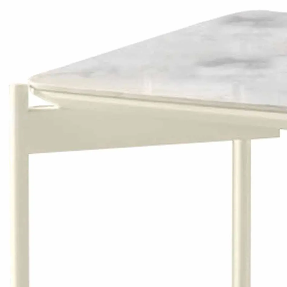 Modern Design Square Ceramic and Metal Coffee Table - Porcupine Viadurini