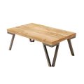 Coffee Table in Knotted Oak and Metal Legs Made in Italy - Jennifer
