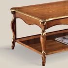 Luxury Walnut Wood and Gold Inlaid Coffee Table Made in Italy - Cambrige Viadurini