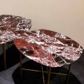 Design Table in Levanto Red Marble and Metal, Made in Italy - Morbello