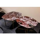 Coffee Table in Red Levanto Marble and Metal Made in Italy, by Design - Morbello Viadurini