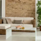 10mm Curved Tempered Glass Coffee Table with Marble Effect - Aiello Viadurini